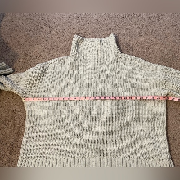 Aerie Light Blue Oversized Cowl Neck Chunky Knit Sweater- Size Small - Picture 9 of 10